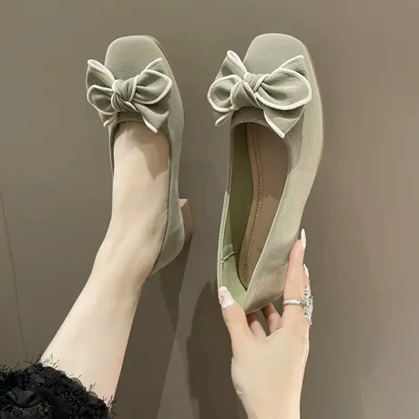 法式温柔单鞋女夏季2023新款百搭低跟配裙子仙女鞋秋款瓢鞋奶奶鞋商品大图