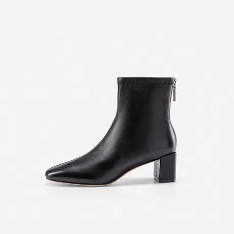 Nine West/玖熙2022年冬季新款短靴女高跟羊皮粗跟小方头时装靴子图片