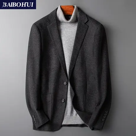 秋冬季呢子休闲西装男士外套修身韩版潮流百搭小西服男装单件上衣商品大图