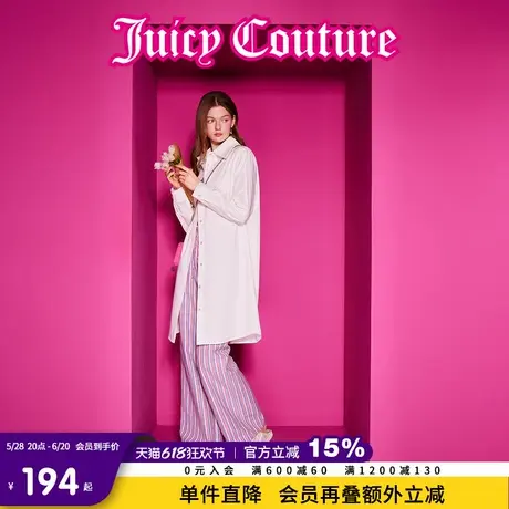 Juicy Couture橘滋春夏新款连衣裙长袖宽松膝上衬衫式刺绣休闲女图片
