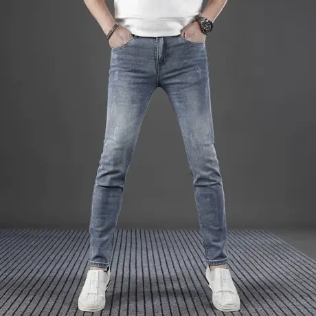 2025新款牛仔裤男款修身小脚韩版显瘦显高男士夏季薄款弹力长裤子商品大图