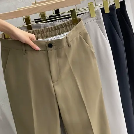 松紧腰春秋季男士裤子垂感商务休闲小西裤直筒百搭九分裤男休闲裤商品大图