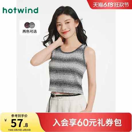 热风女士条纹背心上衣2025年夏季新款渐变背心无袖T恤上衣商品大图