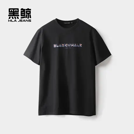 海澜之家旗下黑鲸字母印花短袖T恤男2025年夏季新品短t男一款两色商品大图