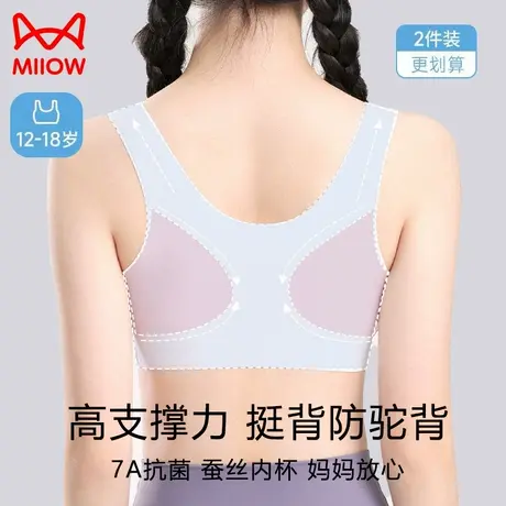 猫人少女内衣桑蚕丝杯初高中学生青春发育期二三阶段运动防震文胸商品大图