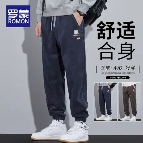 罗蒙灯芯绒休闲长裤子男士2025秋冬季新款加厚宽松束脚运动卫裤男商品大图