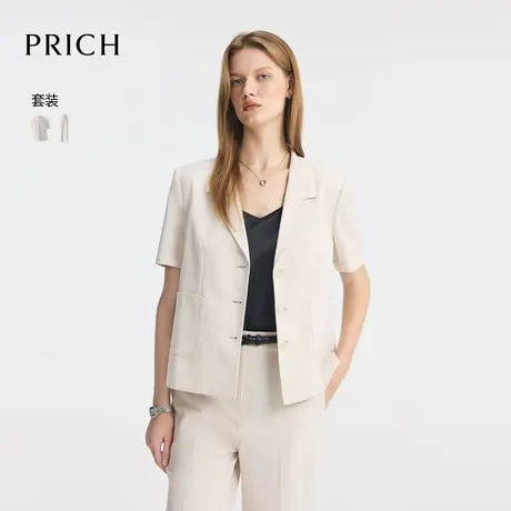 【超能小太阳】PRICH气质学院风短款西装2025新款职场短袖外套女图片