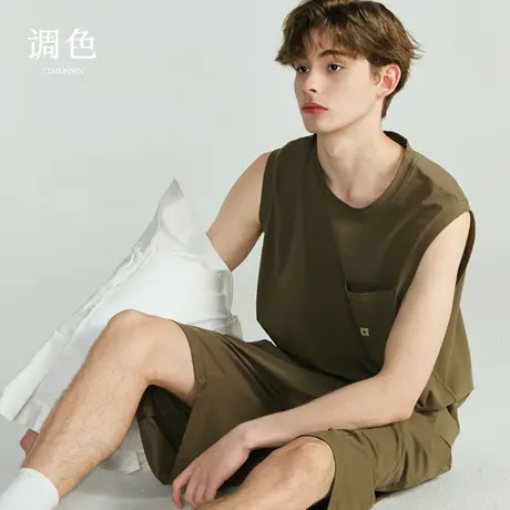睡衣男士夏季背心无袖薄款凉感棉大码家居服套装可外穿2025新款商品大图