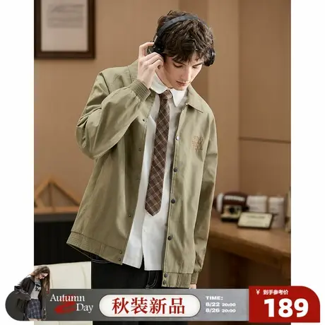 8.22/20点 上新唐狮2025新款春秋季男长袖衬衫翻领领左胸文字休闲商品大图