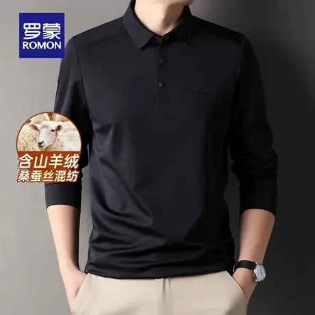 【含羊绒+天丝抗菌】罗蒙男士商务休闲长袖POLO衫2025秋季新款T恤图片