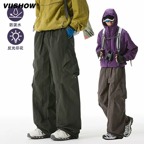 VIISHOW美式街头褶皱设计感运动裤男潮牌宽松工装长裤透气休闲裤商品大图