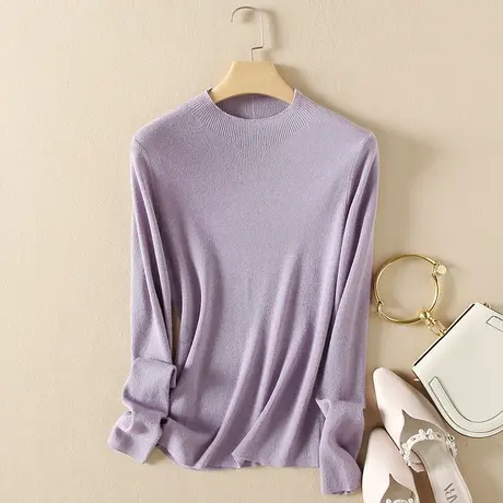 美丽诺羊毛衫半高领毛衣内搭长袖打底衫女秋冬新款上衣修身针织衫图片