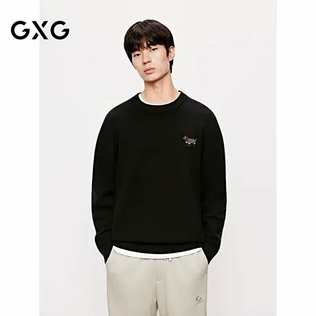 GXG男装 腊肠狗小标毛衣休闲简约针织衫通勤线衫 2025年冬季新品商品大图