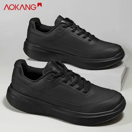 奥康男鞋2025新款秋季皮面运动鞋男软底轻便黑色休闲户外徒步鞋子图片