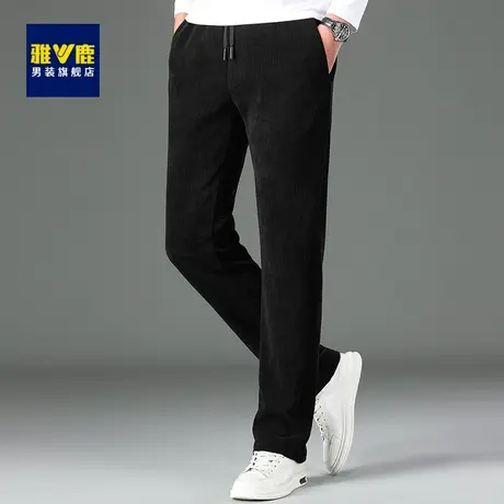 雅鹿灯芯绒休闲裤男2023秋冬季新款宽松直筒加厚运动卫裤重磅裤子商品大图