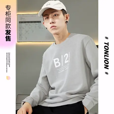 [商场同款]唐狮春秋季男卫衣都市通勤后背大字母卫衣简约百搭上图片