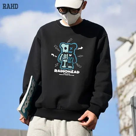 Radiohead圆领卫衣黑色宽松休闲小众设计感青少年秋季上衣流行商品大图