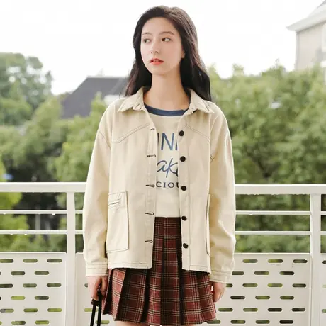 清仓春秋牛仔外套女宽松bf韩版短款工装夹克港风短外套学生上衣潮图片