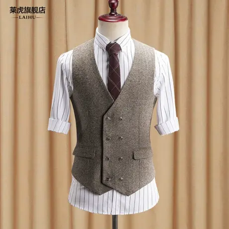 英伦复古西装马甲男士背心休闲修身西服马夹韩版伴郎服兄弟装坎肩图片