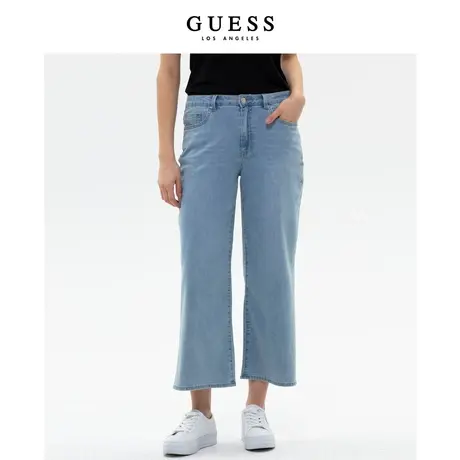 【38上新季】GUESS 新款女士复古休闲做旧水洗阔腿牛仔裤商品大图