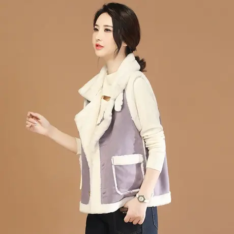 韩潮袭人2023冬季新款高级感西装领羊羔毛加绒皮毛一体马甲外套图片