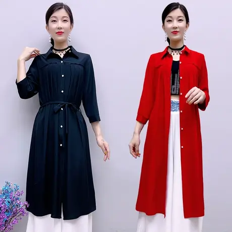 外搭防晒衣女中长款2022系带宽松薄款披肩空调衫外套雪纺开衫夏季商品大图