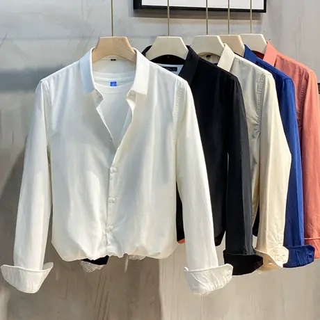 2023春秋时尚灯芯绒长袖衬衫韩版潮流 男装上衣纯棉条绒休闲衬衣商品大图