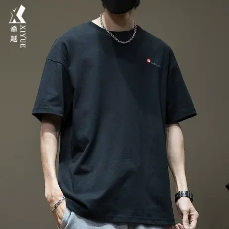 加肥加大新款男装男士重磅纯棉短袖T恤男宽松超大码夏季半袖体恤商品大图