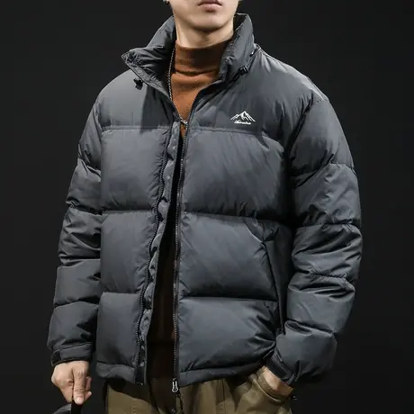 无帽立领羽绒服男冬季2023新款潮牌大码男士外套轻薄加肥加大面包商品大图