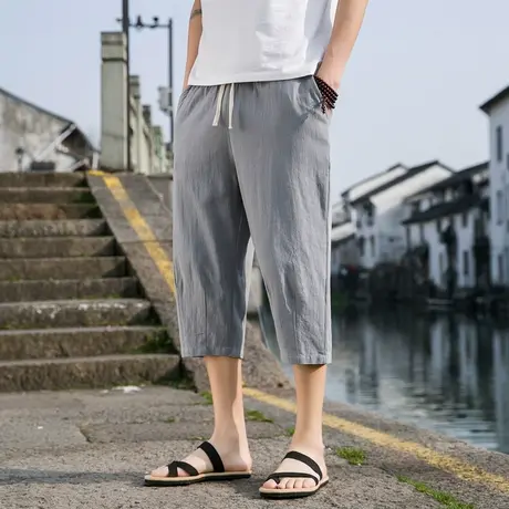 春夏季短裤子男ins潮牌痞帅休闲运动五分裤vintage宽松七分沙滩裤商品大图