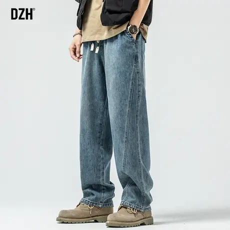 男士牛仔裤男2024春夏款新款阔腿裤松紧裤子牛仔长裤男生休闲宽松商品大图