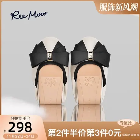 REEMOOR睿慕2025新款经典百搭蝴蝶结浅口软底平底蛋卷圆头单鞋女商品大图