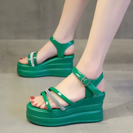 凉鞋女夏季2025年新款法式高级感小个子厚底增高跟鞋罗马沙滩鞋子商品大图