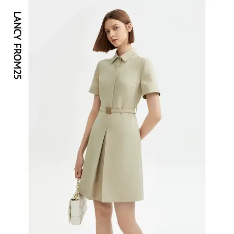 朗姿收腰显瘦气质高级感a字polo领衬衫裙2023夏新款连衣裙女裙子商品大图