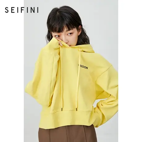 诗凡黎秋季新款宽松韩版连帽落肩卫衣休闲上衣女7B7303421➖图片