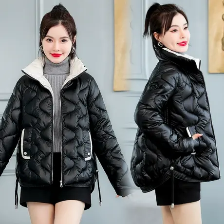 反季亮面羽绒棉服女短款2023新款棉袄韩版宽松棉衣面包服冬季外套商品大图
