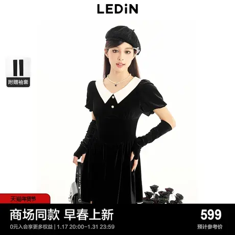 【商场同款】乐町复古收腰连衣裙24春季新款女C1FAE1320图片