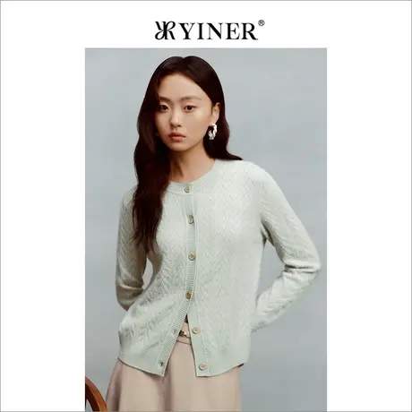 【裸感羊绒】YINER音儿女装冬季肌理绵羊毛针织开衫商品大图
