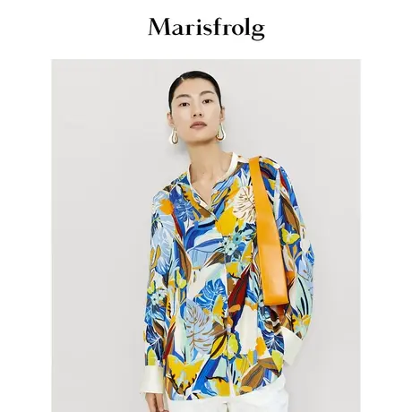 【商场同款】玛丝菲尔衬衫女装2023年夏装新款醋酸小众复古衬衣商品大图