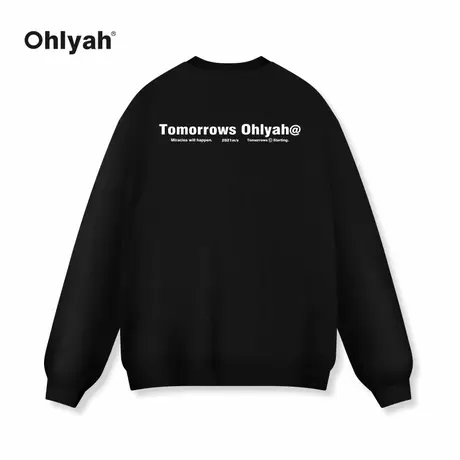 Ohlyah国潮牌字母印花圆领卫衣男女款纯棉无性别宽松学生班服定制商品大图