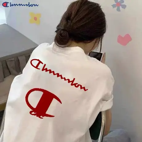 日版代购卖萌冠军夏季新款后背印花纯棉短袖T恤男女情侣装ins上衣图片