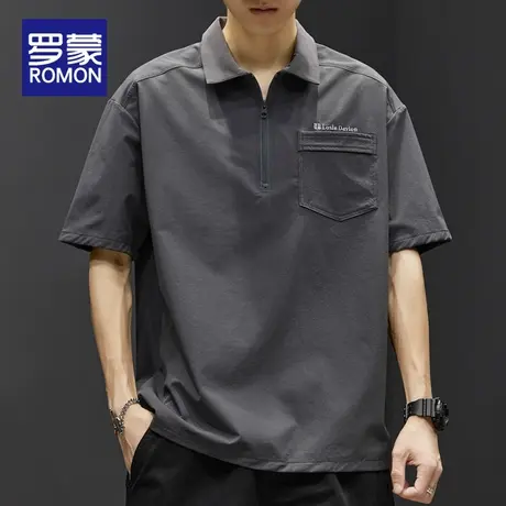 罗蒙男士POLO衫2023夏季新款短袖t恤男潮牌宽松休闲冰丝体恤男款图片