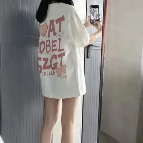 纯棉短袖t恤女夏季2023新款oversize宽松美式复古半袖圆领上衣潮商品大图