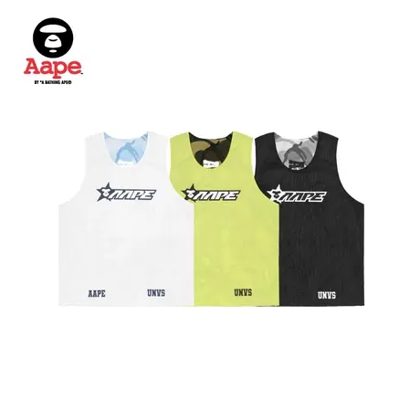Aape旗舰店男装春夏猿颜数字图案双面穿潮流运动背心0873XXI商品大图