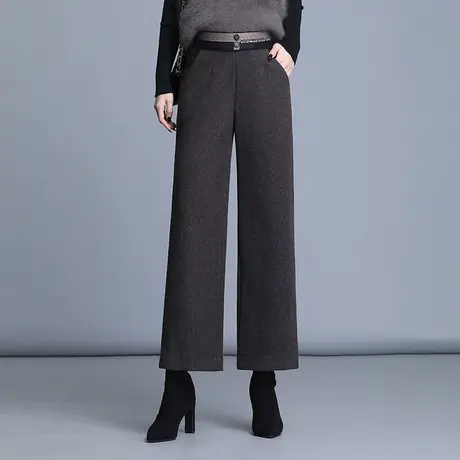 羊毛呢阔腿裤高腰韩版显瘦休闲裤女秋冬季2023新款时尚百搭九分裤商品大图