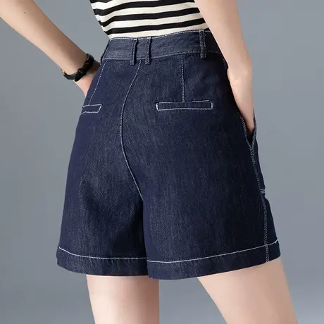 高腰牛仔短裤女夏季薄款2023新款百慕大五分裤阔腿宽松a字5分热裤商品大图