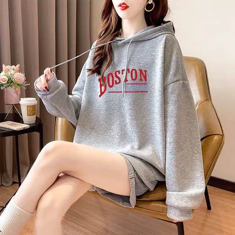 卫衣女2023秋季新款oversize连帽圆领美式宽松外套中长款春秋卫衣图片