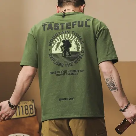 时尚百搭潮流T恤夏季薄款男士夏季薄款大码T恤休闲印花宽松圆领商品大图