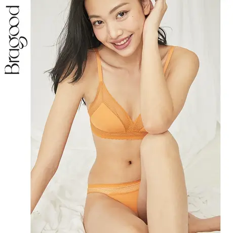 内衣女无钢圈法式性感bralette三角杯文光面夏季薄款透气文胸套装图片