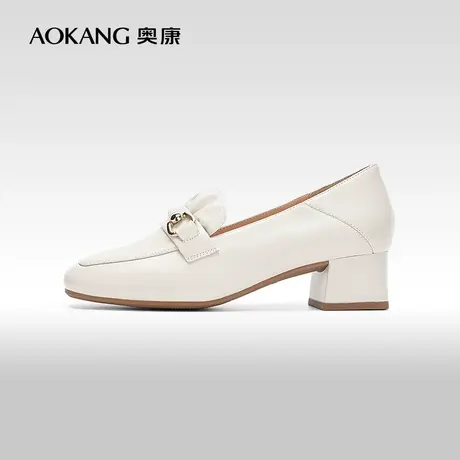 【门店发货】奥康女鞋 2024春季新款优雅浅口方跟通勤办公室单鞋图片